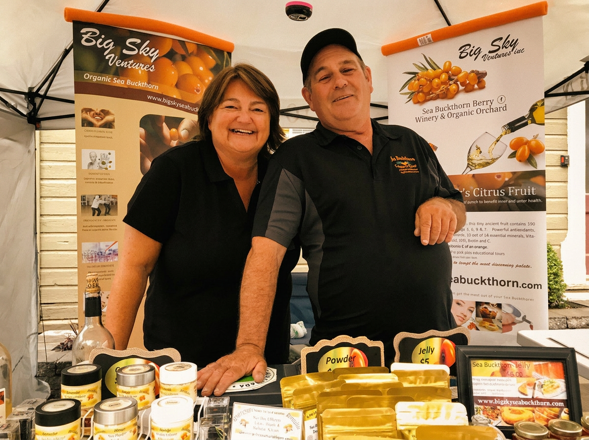 Clary and Beth at the Boyce Farmers Market in Fredericton